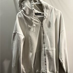 Brandy Melville Off-White Zip-Up Hoodie